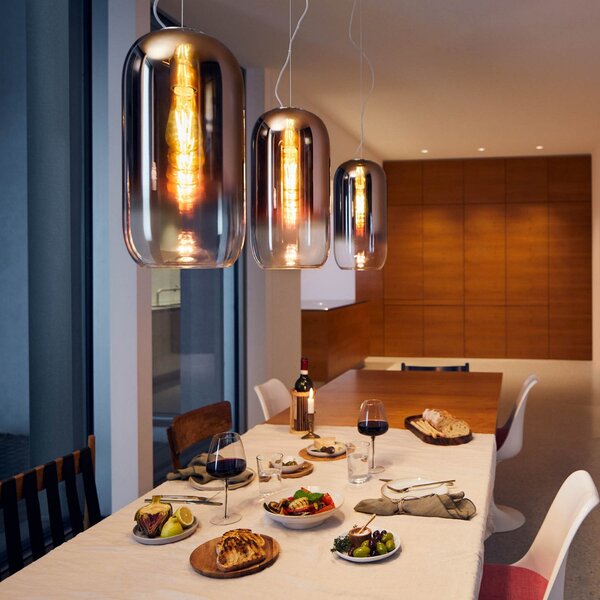 Závěsná svítidlo Artemide, Gople, stmívatelné, Měděná, Obývací pokoj, Sklo, Design