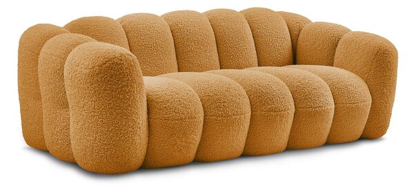 Pohovka z textilie bouclé v hořčicové barvě 232 cm Hippolyte – Bobochic Paris