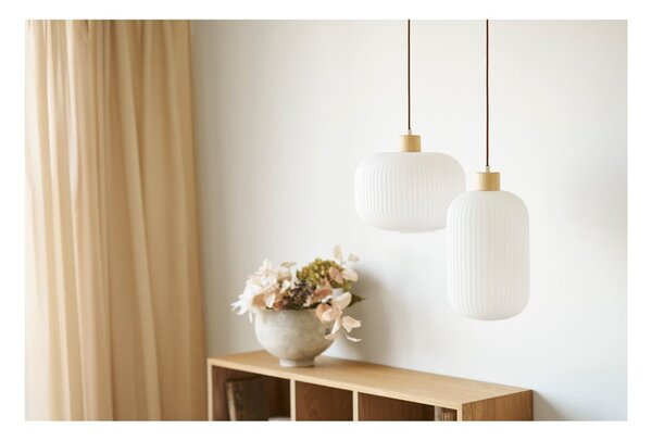 Bílé závěsné svítidlo se skleněným stínidlem ø 20 cm Argalo – House Nordic
