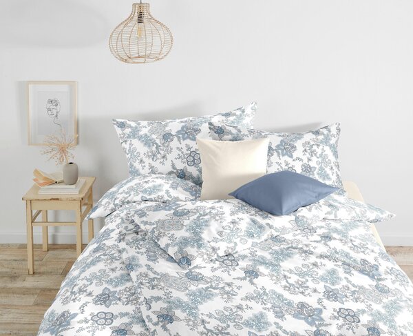 POVLEČENÍ, makosatén, bílá, pastelově modrá, šedomodrá, 140/200 cm Fleuresse - Povlečení