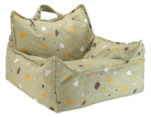 Zelený dětský sedací vak z textilie bouclé/žinylkový Terrazzo Chair – Wigiwama