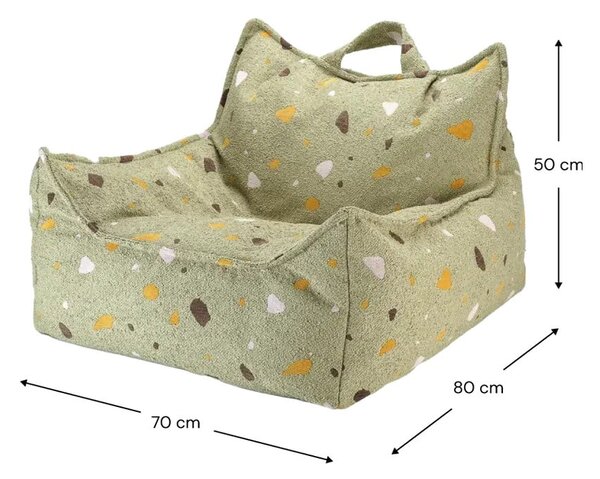 Zelený dětský sedací vak z textilie bouclé/žinylkový Terrazzo Chair – Wigiwama