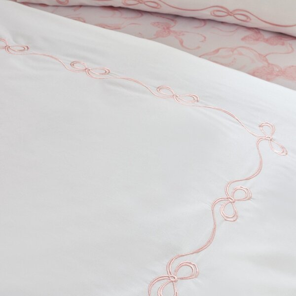 Bílé povlečení na dvoulůžko 200x200 cm Bow Embroidery – Catherine Lansfield