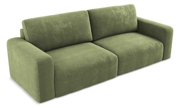 Zelená žinylková rozkládací/s úložným prostorem pohovka 252 cm Kona – Makamii