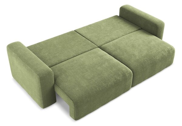 Zelená žinylková rozkládací/s úložným prostorem pohovka 252 cm Kona – Makamii