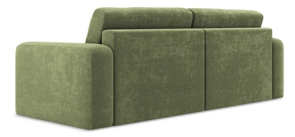 Zelená žinylková rozkládací/s úložným prostorem pohovka 252 cm Kona – Makamii