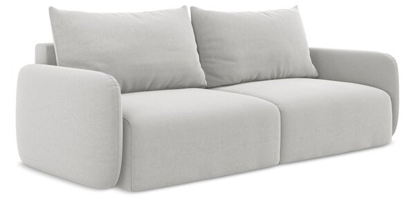 Světle šedá sametová rozkládací/s úložným prostorem pohovka 238 cm Kalena – Makamii