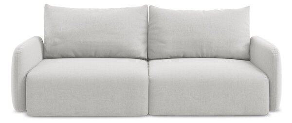 Světle šedá sametová rozkládací/s úložným prostorem pohovka 238 cm Kalena – Makamii