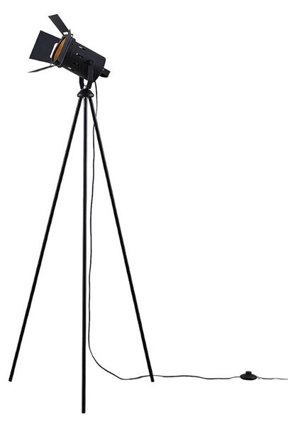 Stojací Lampa Lindby, Devon, Černá, Obývací pokoj, Kov, Moderní