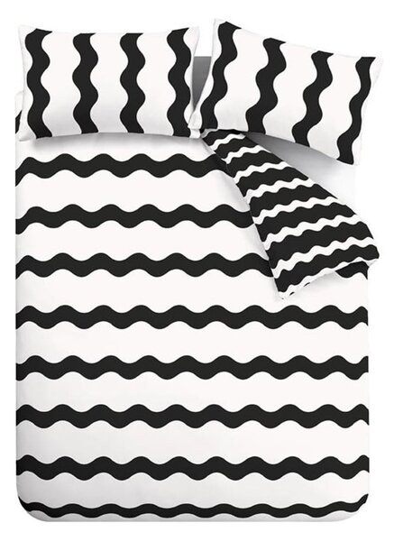 Černobílé povlečení na jednolůžko 135x200 cm Waves – Sassy B