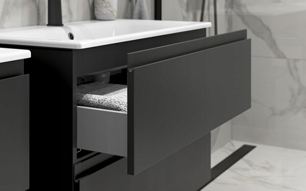 Cersanit Moduo SET, závěsná skříňka 50x40x57 cm + umyvadlo 50cm, antracitová matná, S801-471-DSM