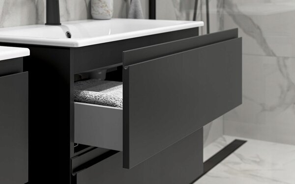 Cersanit Moduo SET, závěsná skříňka 60x45x62 cm + umyvadlo 60cm, antracitová matná, S801-486-DSM