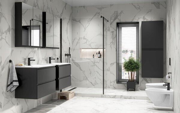 Cersanit Moduo Slim SET, závěsná skříňka 80x38x62 cm + umyvadlo 80cm, antracitová matná, S801-468-DSM