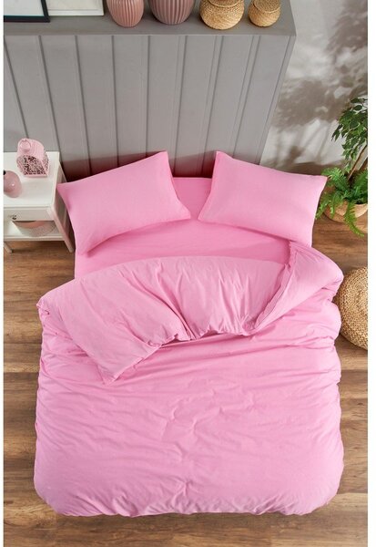 Růžové povlečení na dvoulůžko/prodloužené s prostěradlem/4dílné 200x220 cm Classic – Mila Home