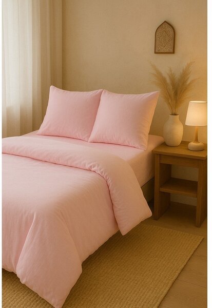 Růžové povlečení na dvoulůžko/prodloužené s prostěradlem/4dílné 200x220 cm Classic – Mila Home