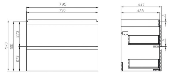 Cersanit - SET skříňka + umyvadlo, bílý lesk, Moduo 80, S801-221-DSM