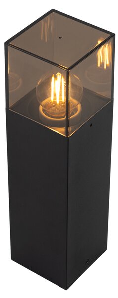 Stojací venkovní lampa černá s kouřovým stínítkem 30 cm - Dánsko