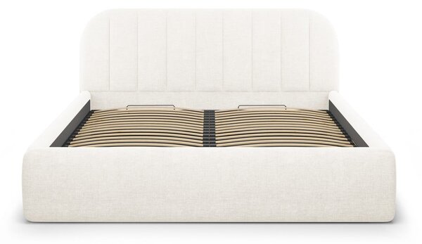 Slonovinová čalouněná dvoulůžková postel s úložným prostorem s roštem 160x200 cm Juno – Windsor & Co Sofas