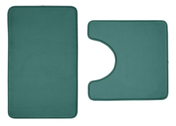 Zelené WC koupelnové předložky v sadě 2 ks z paměťové pěny 50x80 cm Anti-Bacterial – Catherine Lansfield