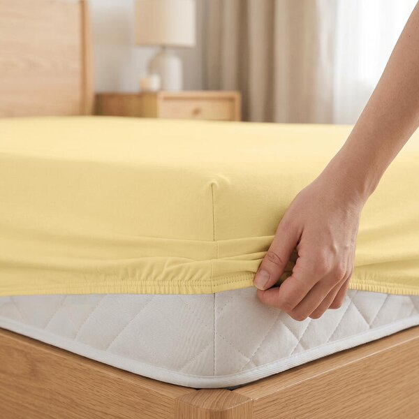 Napínací prostěradlo JERSEY ELASTIC LYCRA banánová výška matrace do 30 cm 90 x 200 cm
