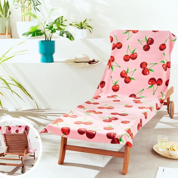 Růžová bavlněná plážová osuška 78x200 cm Cherries – Catherine Lansfield