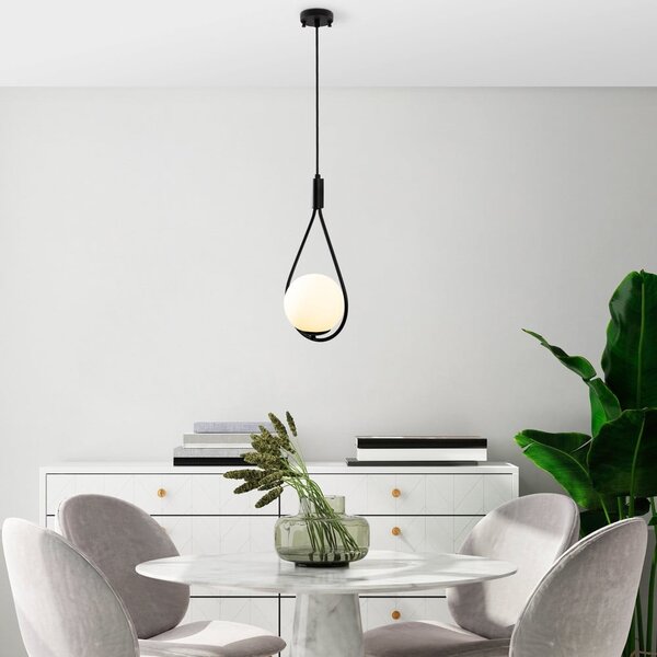 Černé závěsné svítidlo se skleněným stínidlem Sessiz – Opviq lights