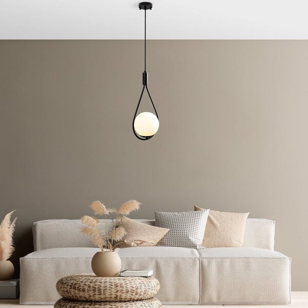 Černé závěsné svítidlo se skleněným stínidlem Sessiz – Opviq lights