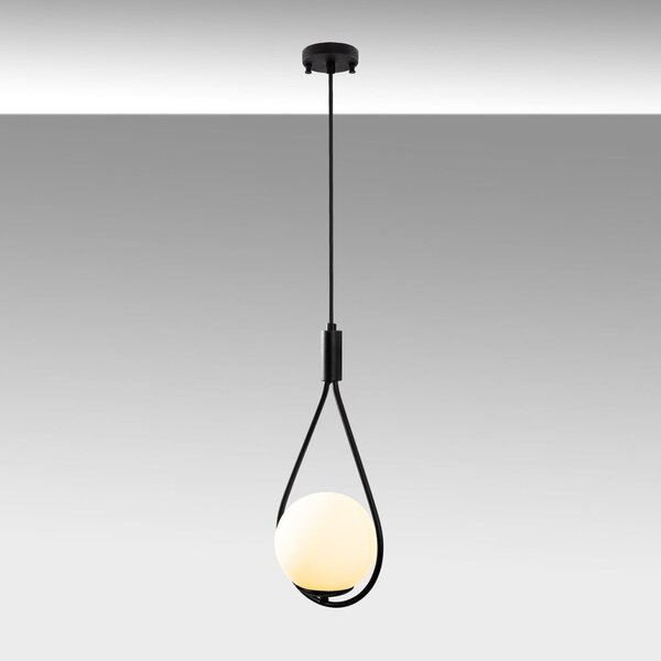 Černé závěsné svítidlo se skleněným stínidlem Sessiz – Opviq lights