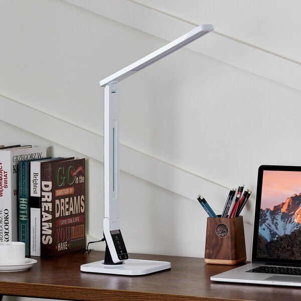Stolní lampa Lindby, Eleni, stmívatelné, Bílá, Pracovna, Plast, Moderní