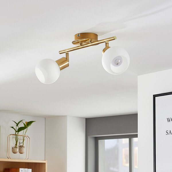 Stropní Lampa Lindby, ELAINA, stmívatelné, Zlatá / mosazná, Obývací pokoj, Kov, Moderní