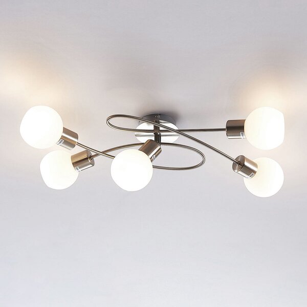 Stropní Lampa Lindby, Elaina, stmívatelné, Metalická, Obývací pokoj, Kov, Moderní