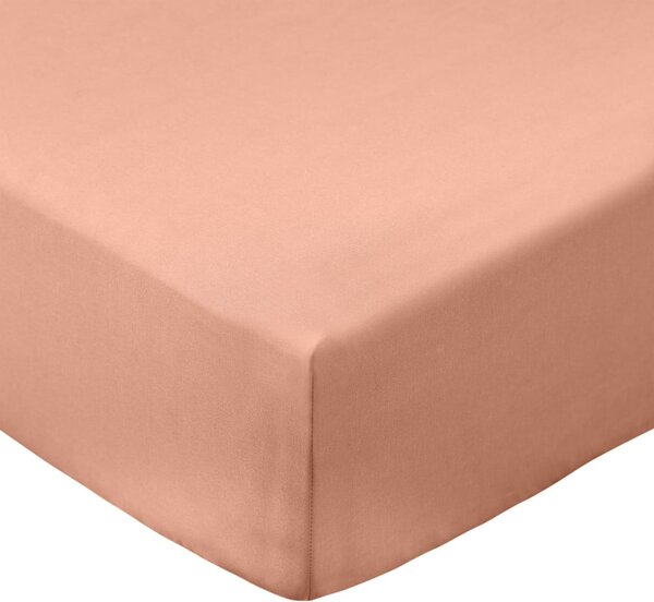 Napínací prostěradlo z bavlněného perkálu v terakotové barvě 90x190 cm Cotton Percale – Bianca