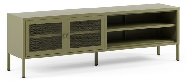 Zelený kovový TV stolek 160x50x35 cm Fayna – Marckeric