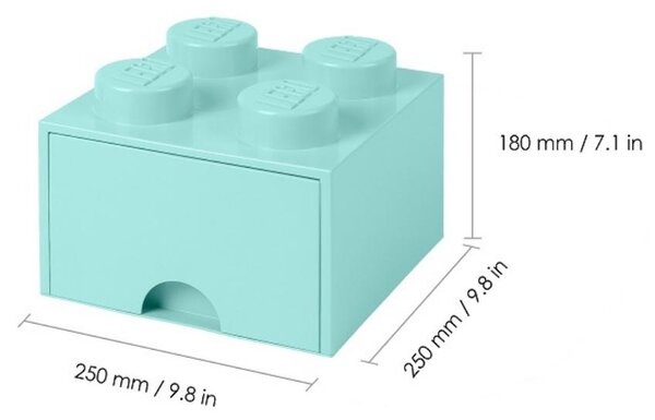 Tyrkysový úložný box LEGO® Storage 25 x 25 cm
