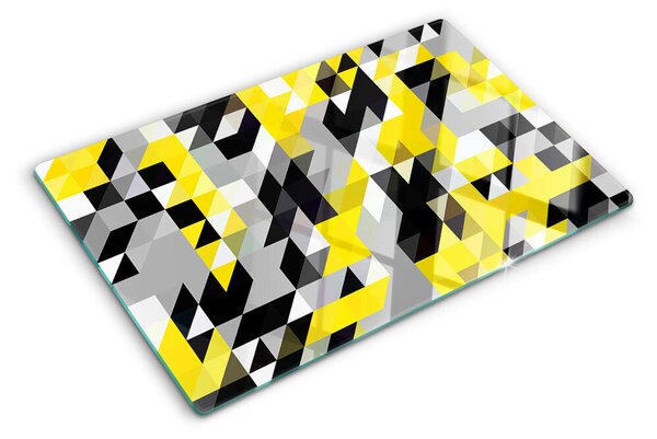 Skleněná deska do kuchyně Geometrie v odstínech žluté a černé ddk-nr-wm-00005877
