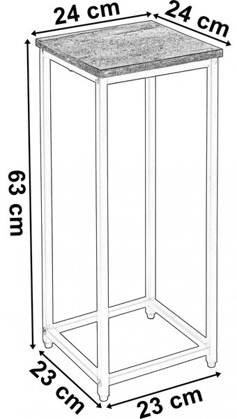 TZB Květinový stojan Loft Arben 60 cm černý/dub