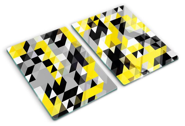 Skleněná deska do kuchyně Geometrie v odstínech žluté a černé ddk-nr-wm-00005877