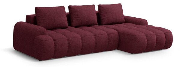 Vínová rozkládací/s úložným prostorem rohová pohovka (pravý roh/s lenoškou) Linz – Cosmopolitan Design