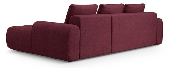 Vínová rozkládací/s úložným prostorem rohová pohovka (pravý roh/s lenoškou) Linz – Cosmopolitan Design