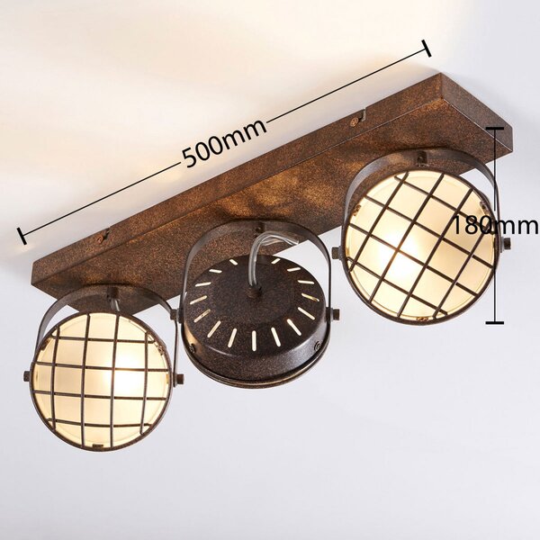 Stropní Lampa Lindby, Tamin, stmívatelné, Hnědá / Rezavá, Obývací pokoj, Kov, Industriální design