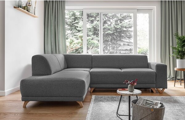 Šedá rozkládací/s úložným prostorem rohová pohovka (levý roh/do L) Classy Sophie – Miuform