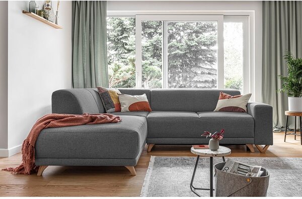 Šedá rozkládací/s úložným prostorem rohová pohovka (levý roh/do L) Classy Sophie – Miuform