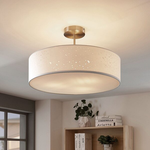 Stropní Lampa Lindby, Umma, stmívatelné, Bílá, Obývací pokoj, Tkanina / Textil, Moderní