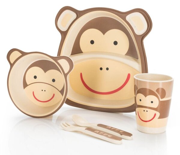 Dětská jídelní sada z bambusu - opice