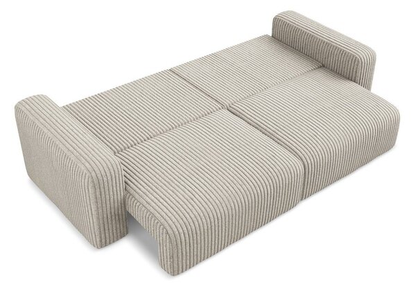 Béžová manšestrová rozkládací/s úložným prostorem pohovka 252 cm Kona – Makamii