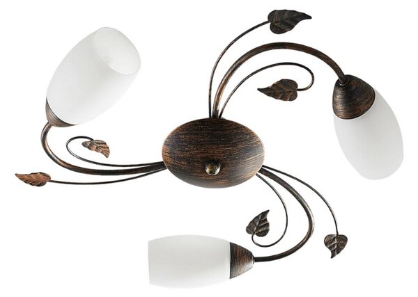 Stropní Lampa Lindby, Stefania, stmívatelné, Hnědá / Rezavá, Obývací pokoj, Sklo, Starožitný
