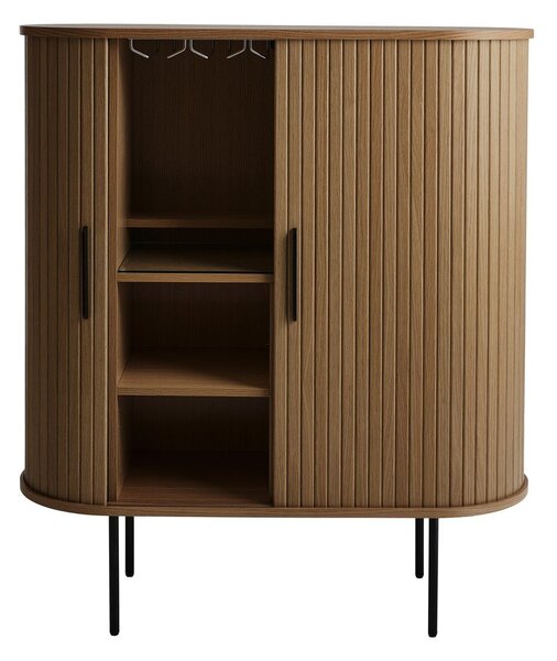 Hnědá vinotéka v dekoru dubu s posuvnými dveřmi 100x118x40 cm Nola – Unique Furniture