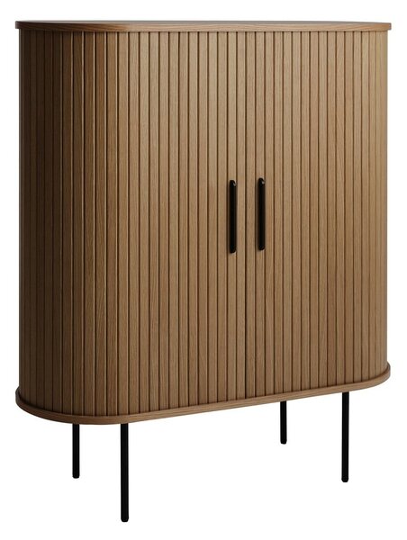 Hnědá vinotéka v dekoru dubu s posuvnými dveřmi 100x118x40 cm Nola – Unique Furniture