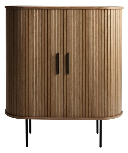 Hnědá vinotéka v dekoru dubu s posuvnými dveřmi 100x118x40 cm Nola – Unique Furniture