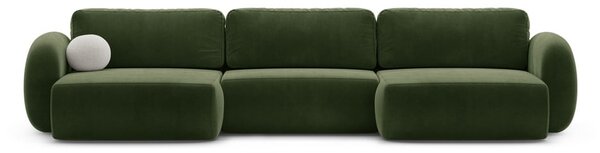 Zelená sametová rozkládací/s úložným prostorem rohová pohovka (do "U") Tonale – Cosmopolitan Design